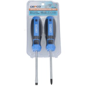 GEPCO Tournevis Set de 2 pièces fente 6 mm et PH2 100 mm de long