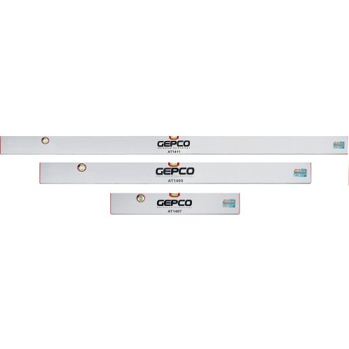 GEPCO Regla de Albañil 3uds Set 60-120-180 cm Alu - 2 Niveles de Burbuja