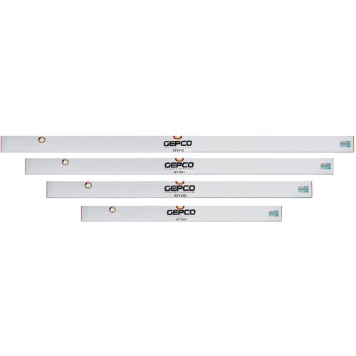 GEPCO Règle de Maçon 4pcs Set 120-150-180-200 cm Aluminium - 2 Niveaux à Bulle