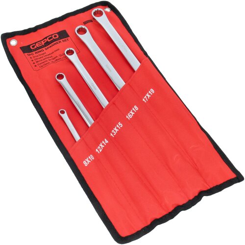 GEPCO 5-piece double ring spanner set, multi-spline 8x10 12x14 13x15 16x18 17x19 mm