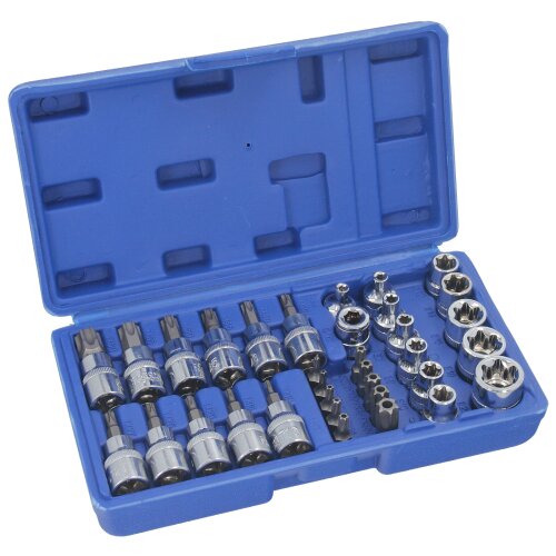 34-tlg Außen Torx Nüsse Innentorx Nuss Steckschlüssel Set Bits Werkzeug 3/8" Kfz