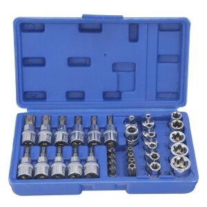 34-pcs Außen Torx Nüsse Innentorx Nuss Steckschlüssel Set Bits Werkzeug 3/8" Kfz