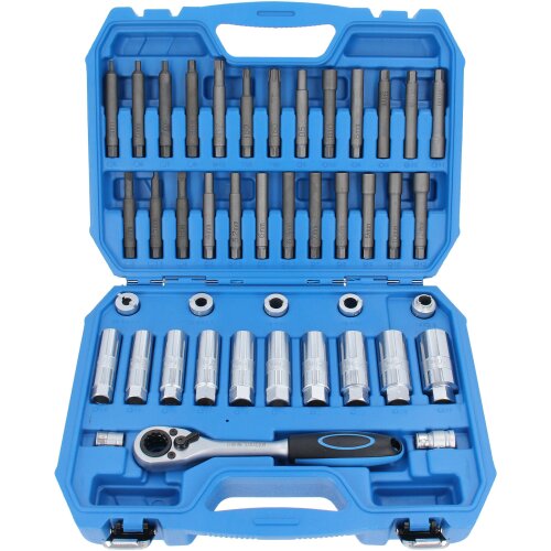 Shock Absorber Tool Kit Hexagon Sockets Bit Adaptors Go-Through Ratchet 43 Pcs