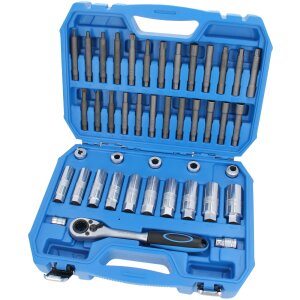 Shock Absorber Tool Kit Hexagon Sockets Bit Adaptors Go-Through Ratchet 43 Pcs