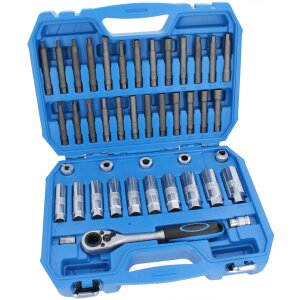 Shock Absorber Tool Kit Hexagon Sockets Bit Adaptors Go-Through Ratchet 43 Pcs