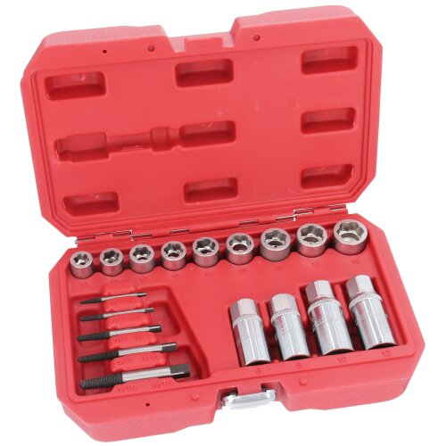 Screw and Stud Extractor Remover Set for Rounded Damaged Sockets Bolts 17 Pcs