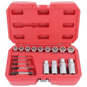 Screw and Stud Extractor Remover Set for Rounded Damaged Sockets Bolts 17 Pcs