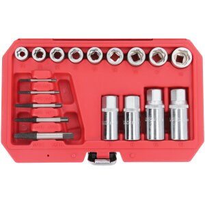 Screw and Stud Extractor Remover Set for Rounded Damaged Sockets Bolts 17 Pcs