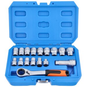 Go-Through Socket Set 10-24 mm with Reversible Ratchet 19...