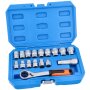 Go-Through Socket Set 10-24 mm with Reversible Ratchet 19 mm 3/8" 1/2" 17 pcs.