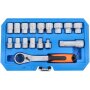 Go-Through Socket Set 10-24 mm with Reversible Ratchet 19 mm 3/8" 1/2" 17 pcs.