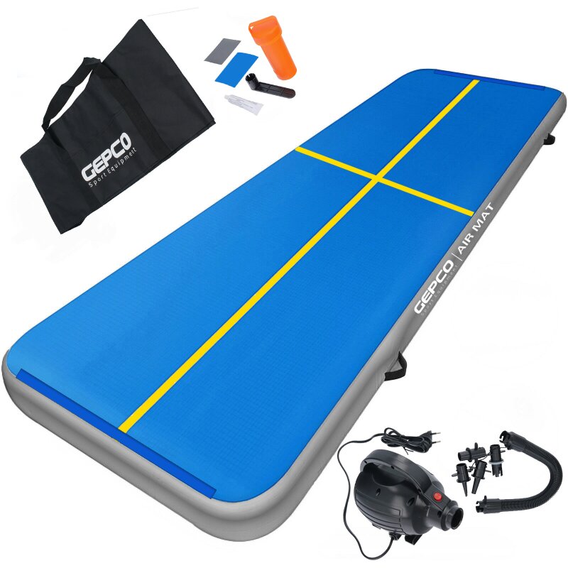 3M Tapis Gonflable de Gymnastique Airtrack Tapis Gonflable avec Pompe Bleu/Rouge, 139,99