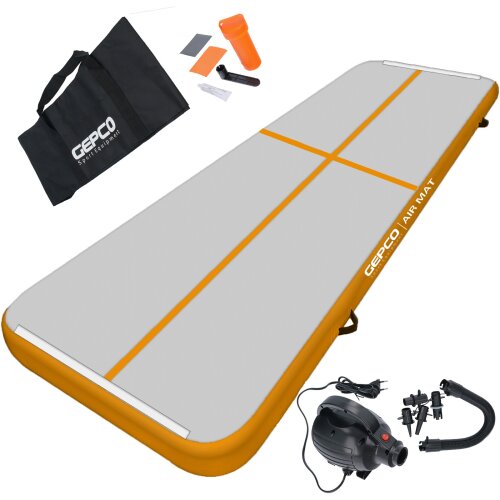 3M Tapis Gonflable de Gymnastique Airtrack Tapis avec Pompe Gris clair/Orange