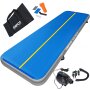 6M Tapis Gonflable de Gymnastique Airtrack Tapis Gonflable avec Pompe Bleu/Gris