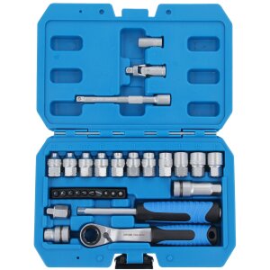 29pcs Jeu de Clés à Cliquet 1/4" Douille Torx multipoints Tournevis Réparatio