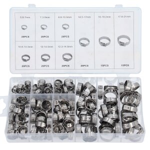 170pcs Colliers de Serrage Acier Inoxydable 1 Oreille...