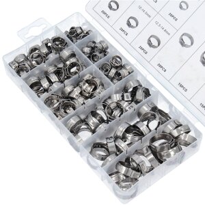 170pcs Colliers de Serrage Acier Inoxydable 1 Oreille...