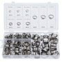 170pcs Colliers de Serrage Acier Inoxydable 1 Oreille Anneaux 5,8 -21mm