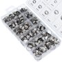 170pcs Colliers de Serrage Acier Inoxydable 1 Oreille Anneaux 5,8 -21mm