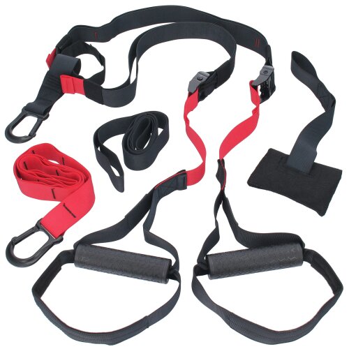 Suspension Trainer Kit Resistance Bands Workout Training Straps Home Fitness RED