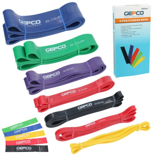 Gymnastikband Fitnessband Rubberband Gummi Übungsband 1-79,4kg 12-tlg: 1 - 79,4 kg