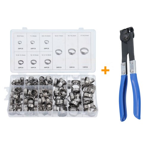 170pcs Colliers de Serrage Clip de tuyau de carburant à sertir 5,8-21mm +  Pince, 26,99 €