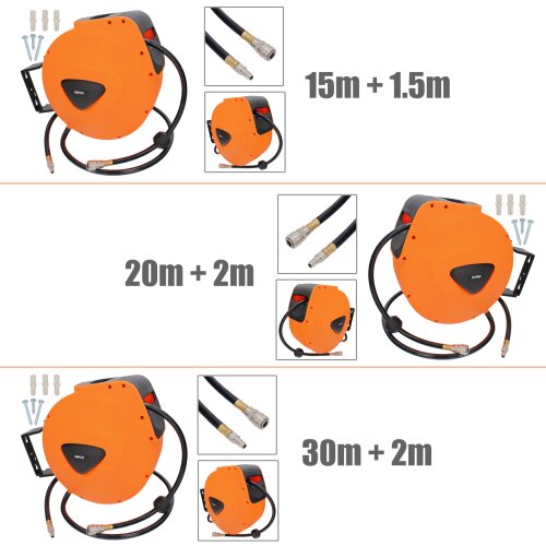 Dévidoir Enrouleur tuyau air Comprimé Automatique raccord Comprimé 15/20/30M