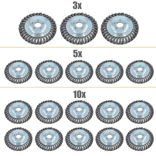 3/5/10-tlg Profi Wildkraut Fugen Unkrautbürste 25,4x150mm Motorsense Gezopft