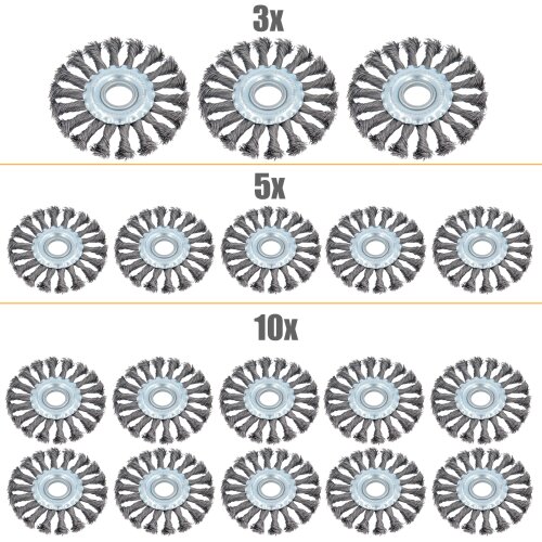 3/5/10-tlg Zopfbürste Drahtbürste Scheibenbürste gezopft Rundbürste Flex 115mm