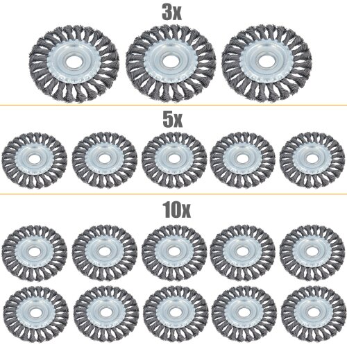 3/5/10-tlg Zopfbürste Drahtbürste Scheibenbürste Gezopft Rundbürste Flex 125mm