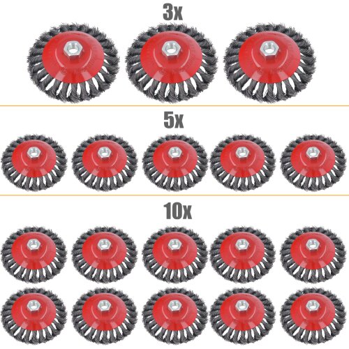 3-5-10-pcs Spazzola Conica Fili Inox Ondulati Attacco M14 Smerigliatrice 125mm