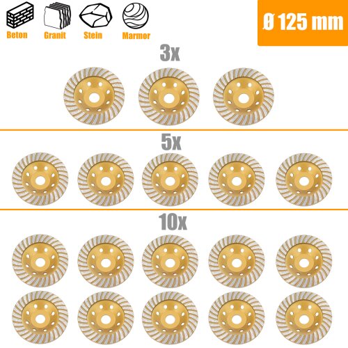 Meule Assiette Diamantée Double Rangée Meuleuses Outil de Décapage Ø 125mm