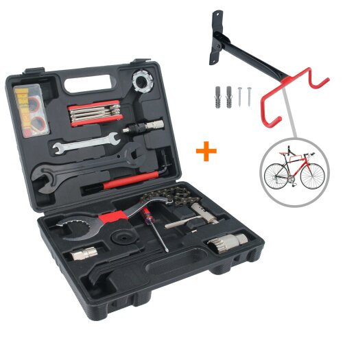 18-tlg Fahrrad Werkzeugkoffer Set Profi Reparatur Werkzeug + Fahrradhalter 20kg