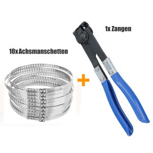 10-tlg Schellen Für Achsmanschetten 60-124mm Klemmschelle 7mm Breit Mit Zange