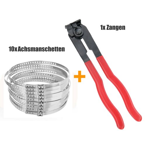 10-tlg Schellen Für Achsmanschetten 60-124mm Klemmschelle 7mm Breit + Klemmzange