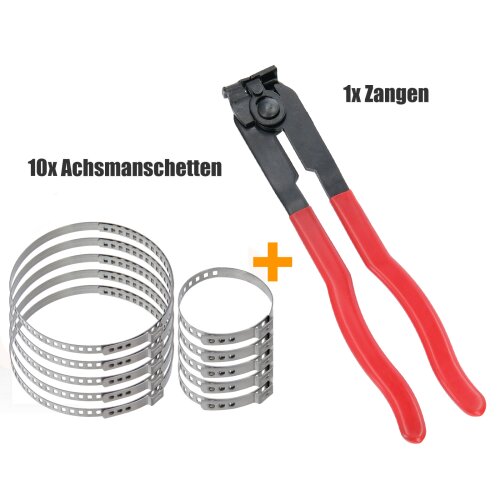 10-tlg Schellen Für Achsmanschetten 32-127mm Klemmschelle 7mm + Klemmzange