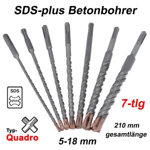 SDS-plus Betonbohrer Set 7-tlg Quadro Bohrer Hammerbohrer...