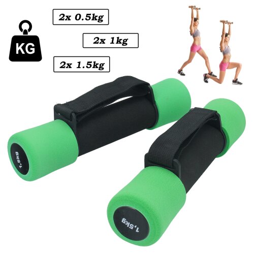 GEPCO Kurzhantel-Set 2x Zusatzgewicht Home-Workout Hantel-Paar Aerobic 0,5-1,5kg