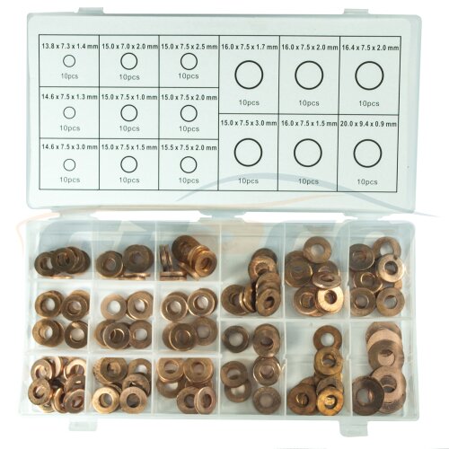 GEPCO 150 pcs Rondelles cuivre massif garnitures hydrauliques carburant à anneau plat