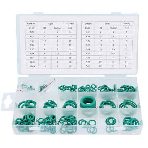 HNBR O-Ring-Sortiment 3-22mm 225-pcs Dichtringe Set sceausringe Climatisation