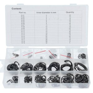 300-pcs E-Sicherungsring-Sortiment 3-32 mm Innen...